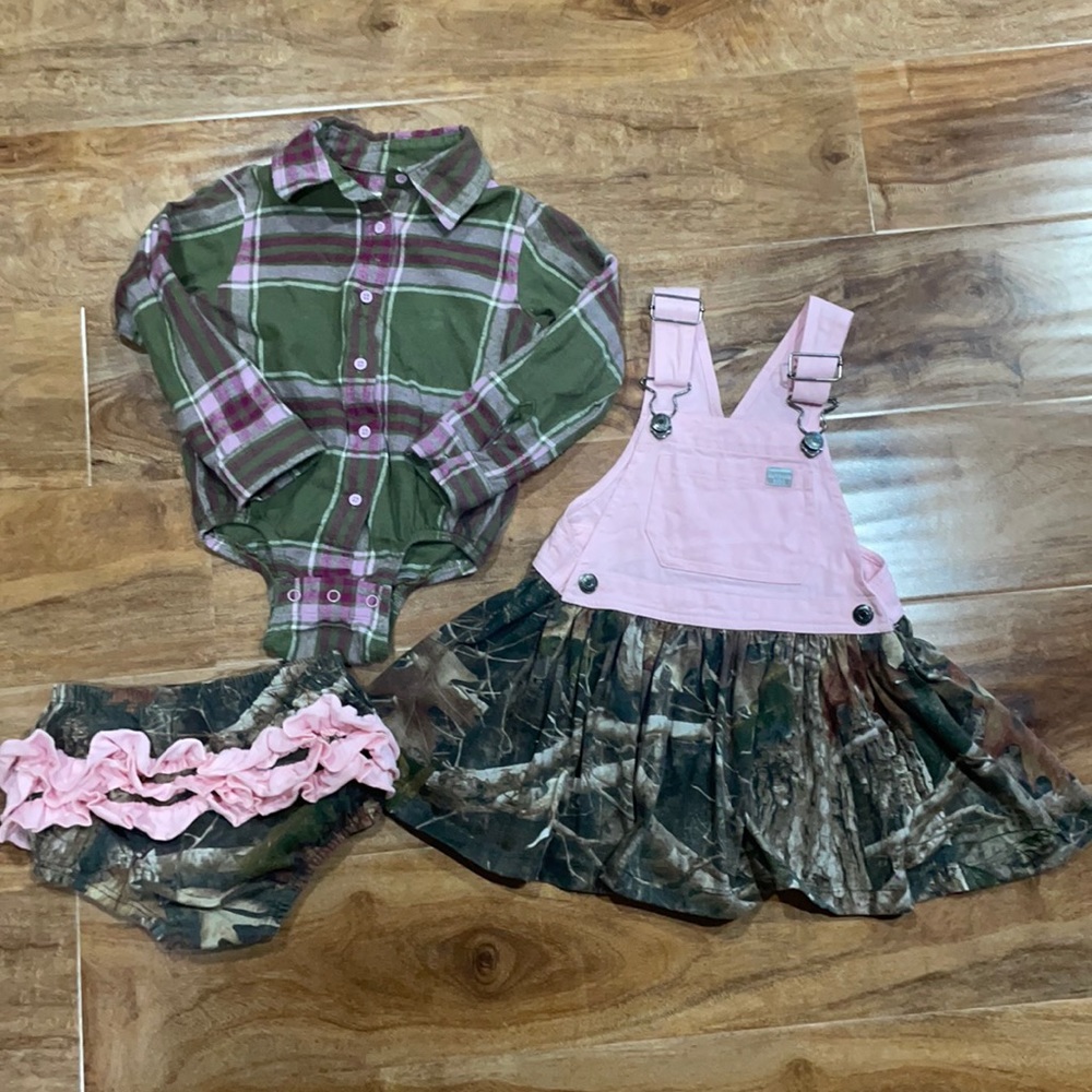 Outdoor kids bass pro shops & cabelas girls camo hunting bib-dress set - Picture 2 of 9